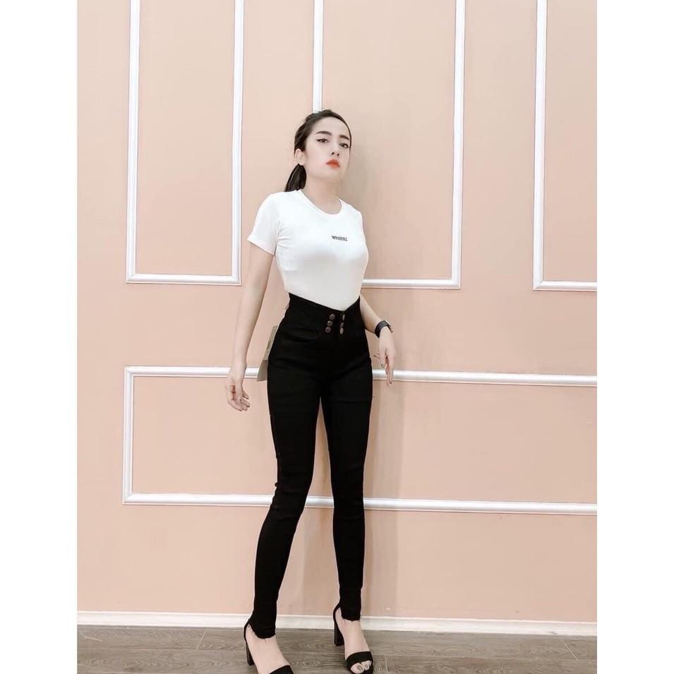 Quần jean nữ MURADFASHION JN, quần bò nữ đen bó chân lưng cao cá tính đẹp cao cấp phong cách thời trang