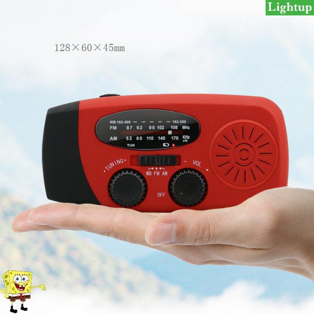 Đài FM/AM sạc năng lượng mặt trời hoặc bằng tay quay Dynamo, tích hợp Đèn pin LED