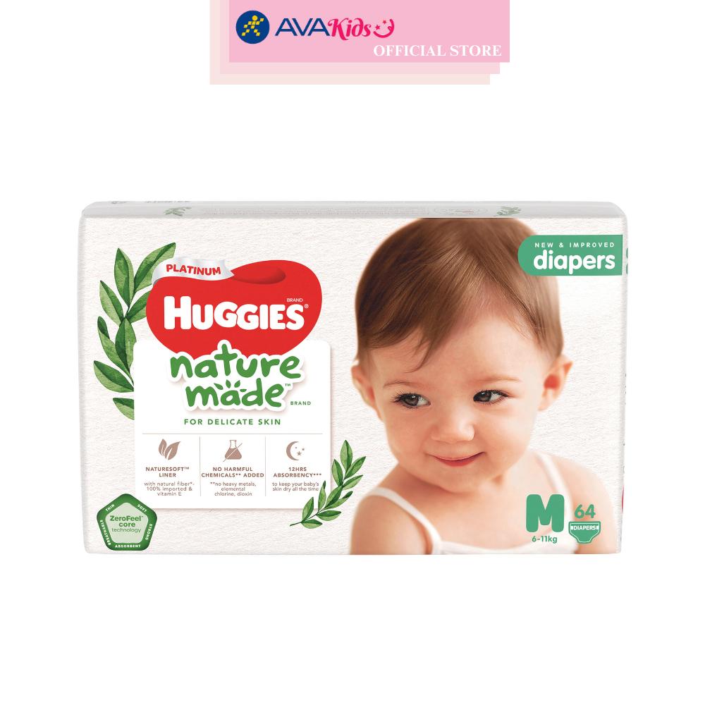 Tã dán Huggies Platinum nature made siêu cao cấp size M 64 miếng (6 - 11 kg)
