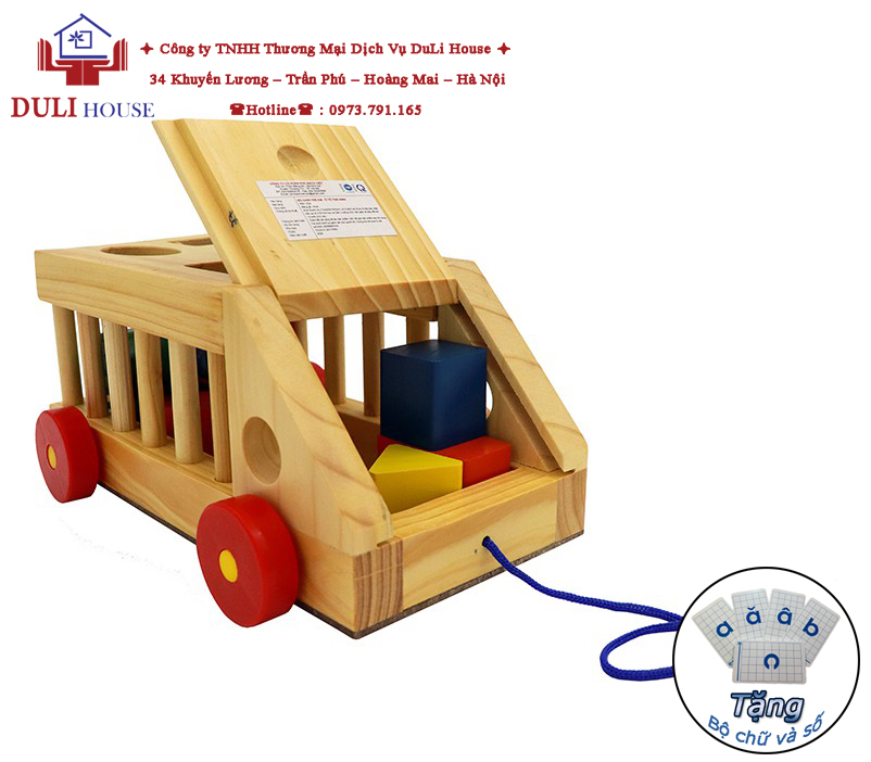 2 Xe Ô Tô Thả Hình Trí Tuệ Cho Bé Đồ Chơi Gỗ
