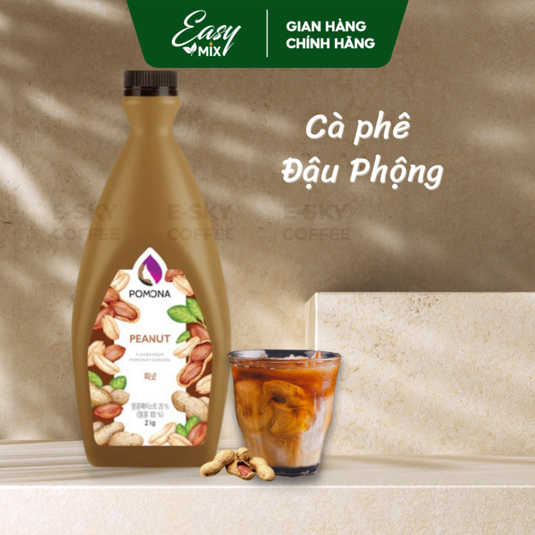 Sốt Đậu Phộng POMONA Peanut Sauce Nguyên Liệu Pha Chế Hàn Quốc Chai 2kg