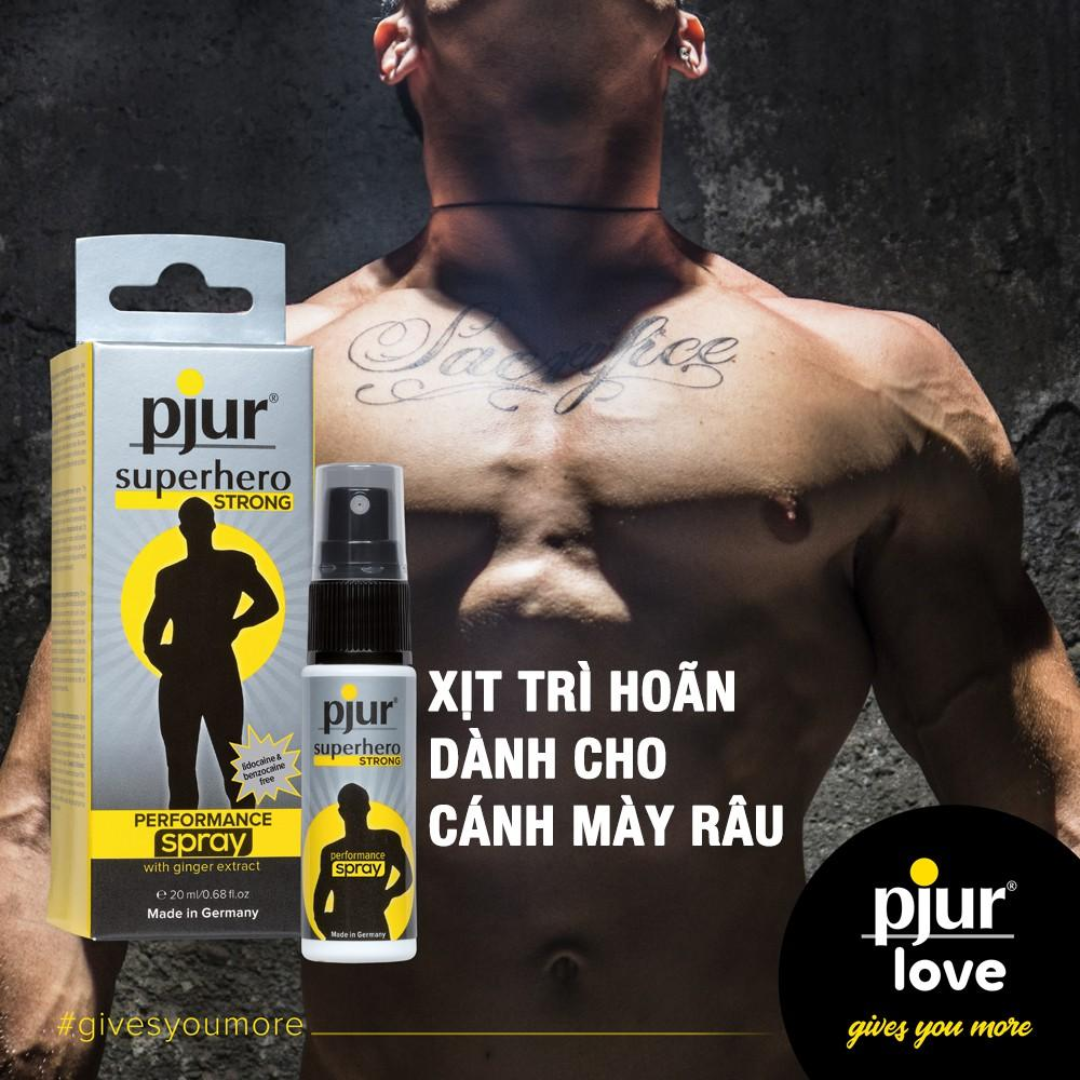 Combo chất bôi trơn Pjur Superhero Glide 100ml & Pjur superhero 20ml chiết xuất thành phần thiên nhiên