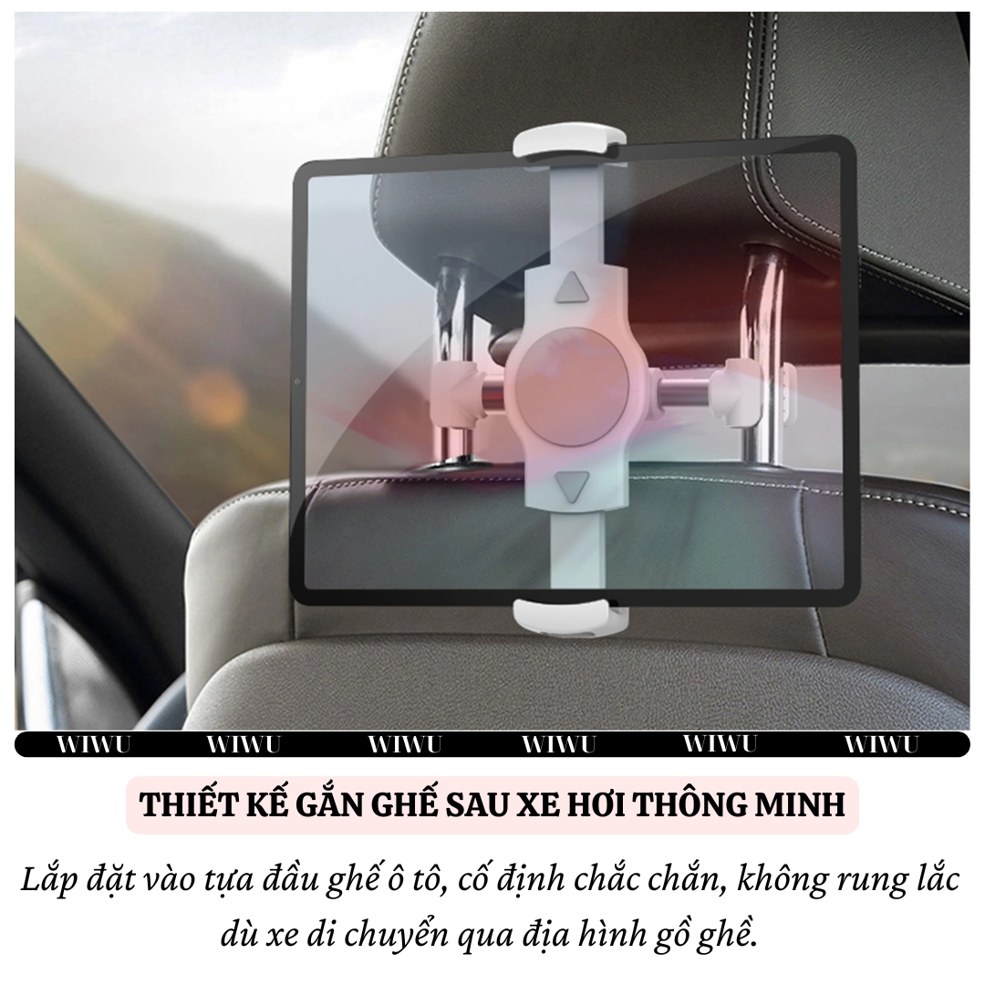 Giá Đỡ Điện Thoại /cho iPhone / cho iPad / máy tính bảng Gắn Tựa Đầu Ghế sau Ô Tô hiệu WIWU Lazy Bracket CH017 xoay 360 Thiết bị 4.7 - 13 inch - hàng nhập khẩu