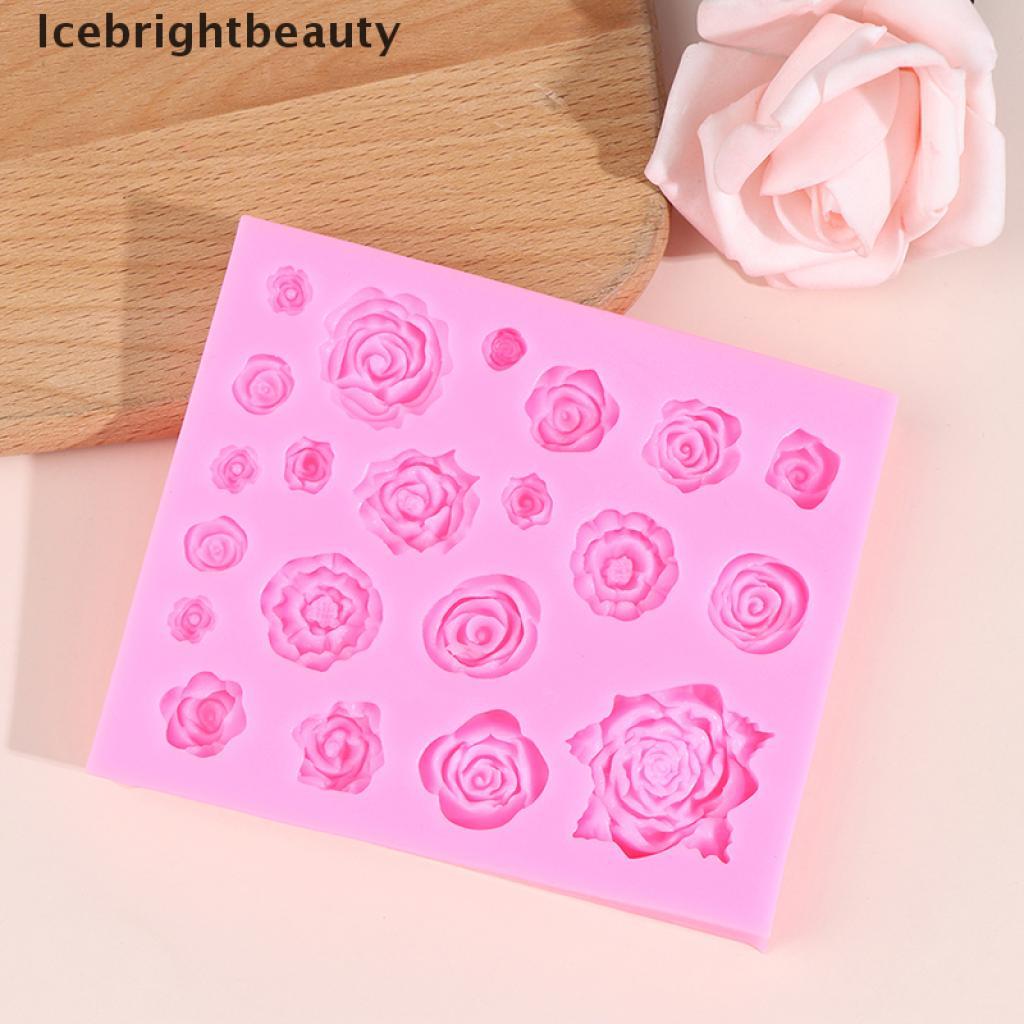 Icebrightbeauty Rose Flower Silicone Molds Wedding Cupcake Topper Fondant Cake Decorating Tools VN