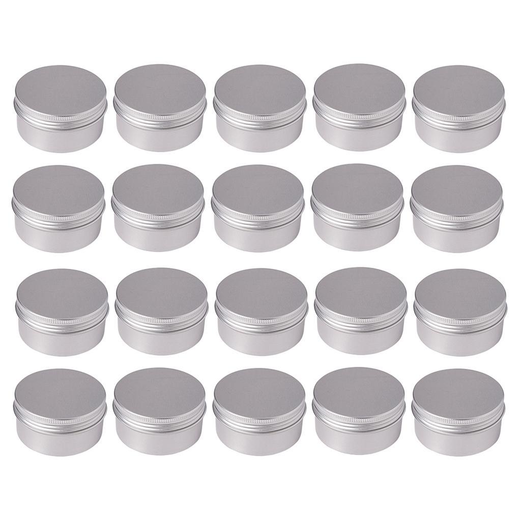 25Pc Aluminum Tin Storage Pot Candles Salves Containers Screw Lid 100ml 80ml