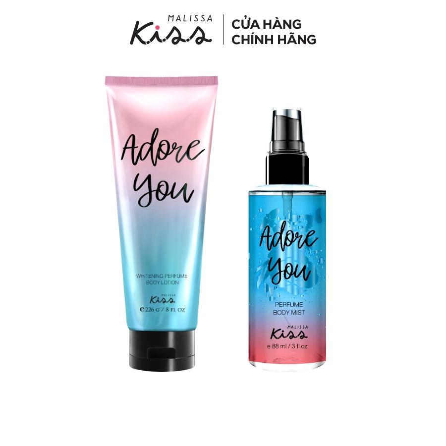 Bộ Đôi Hoàn Hảo Malissa Kiss Body Lotion &amp; Body Mist Hương Adore You 226G