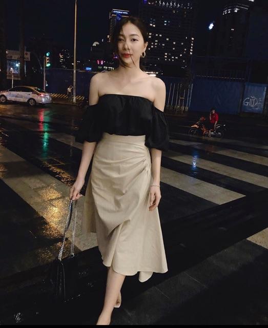 Áo đen trể vai cực iu