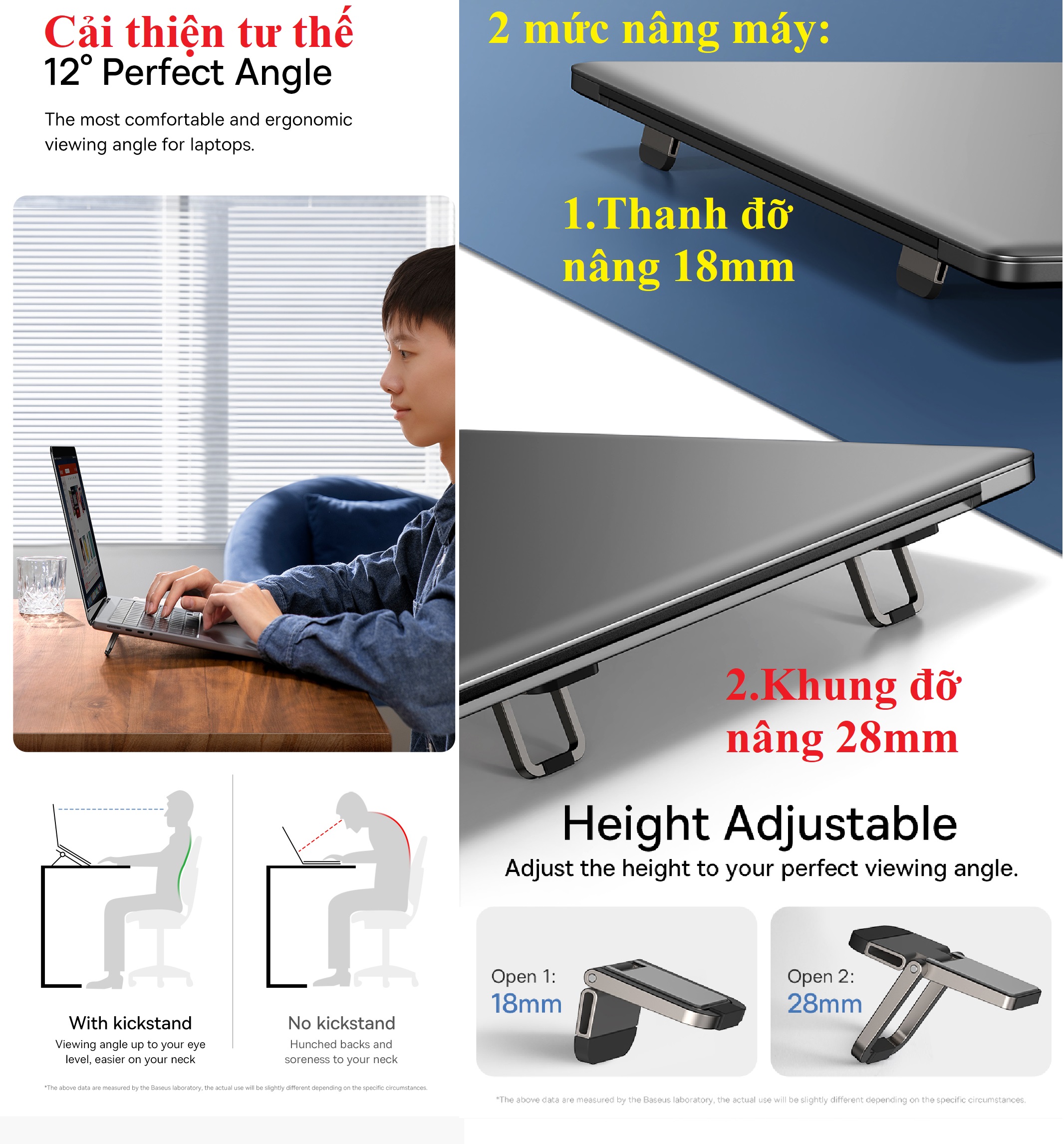 Đế nâng laptop hỗ trợ tản nhiệt dạng xếp dán thân máy Baseus SLIM KICKSTAND - Hàng chính hãng