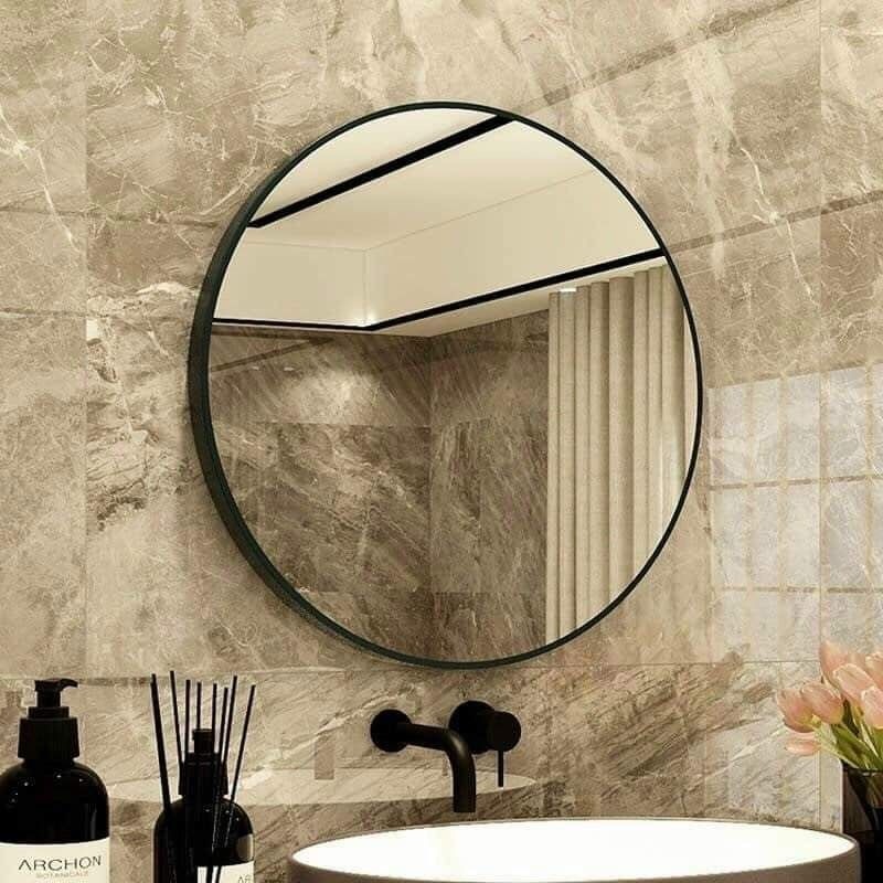 Gương phòng tắm tròn nghệ thuật màu Đen