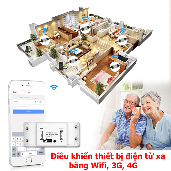 Hình ảnh Công tắc wifi sử dụng phần mềm  Smart life điều khiển thiết bị điện từ xa qua điện thoại qua mạng internet wifi, 3g, 4g