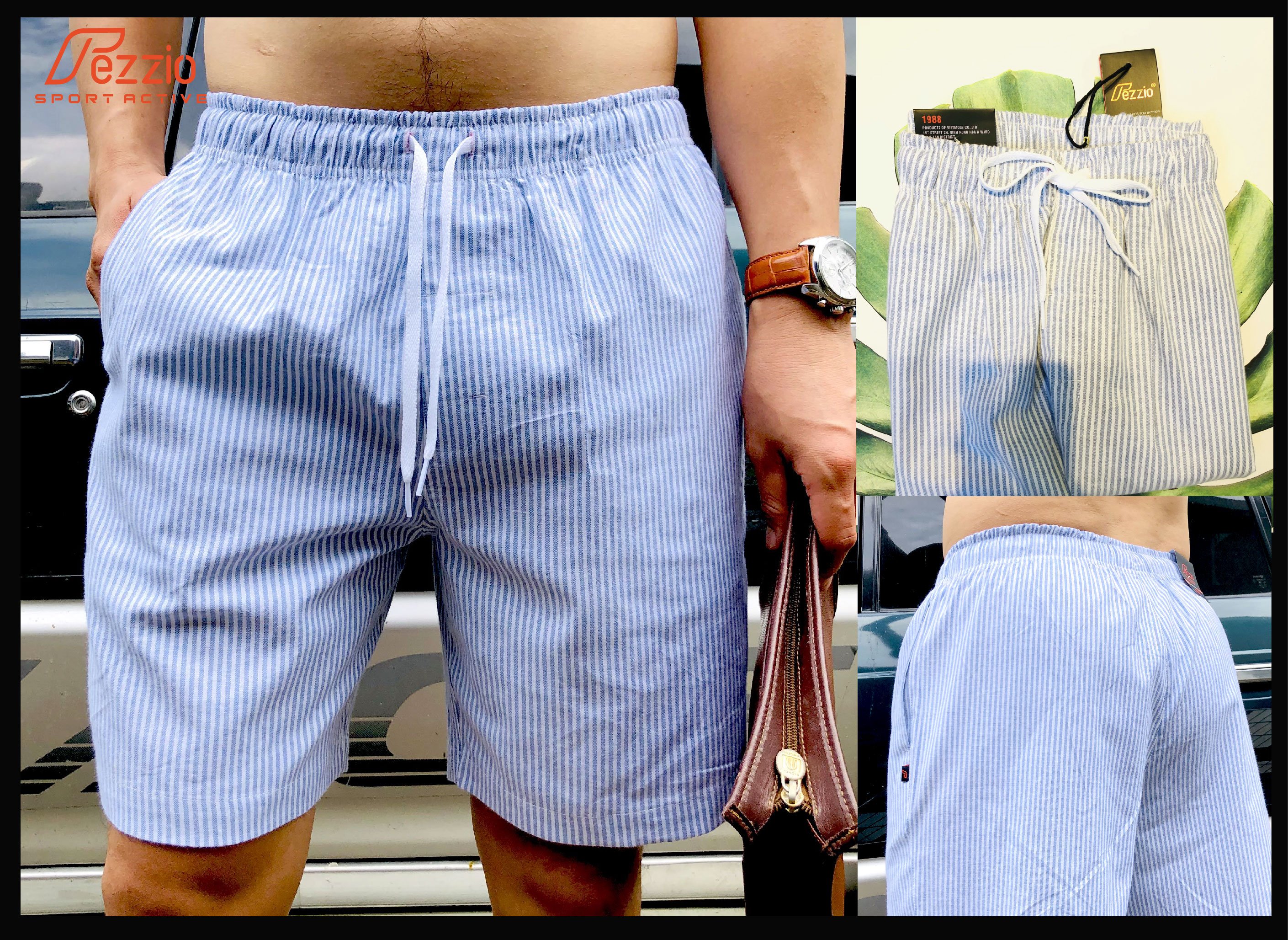 Quần đùi nam xuất khẩu mặc nhà chất linner cotton 100 thương hiệu Fezzio – ĐỊA TRUNG HẢI  – XL32