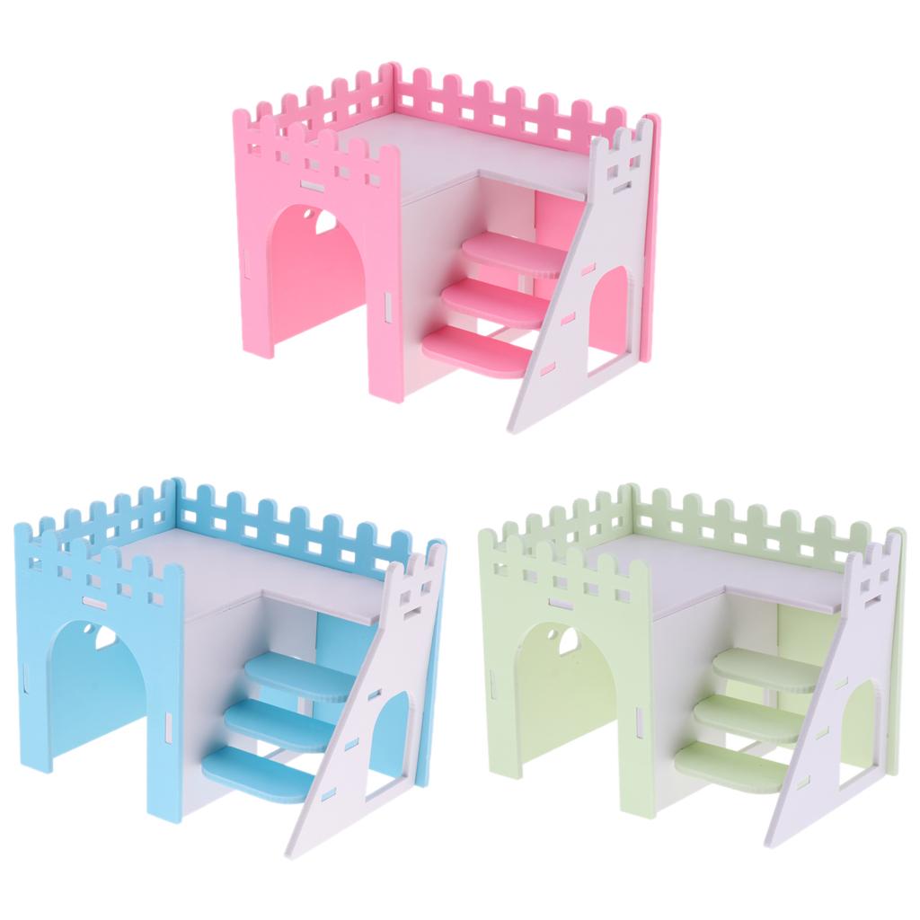 Hamster Guinea Pig House Hideout Playground Exercise Toy With Ladder Pink