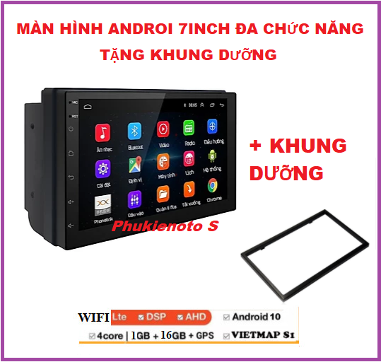 Tặng KHUNG DƯỠNG.Màn Hình Android 10.0 Cảm Ứng 7 Inch Bluetooth GPS Wifi Dành Cho Xe Toyota (Hỗ Trợ Tiếng Việt)