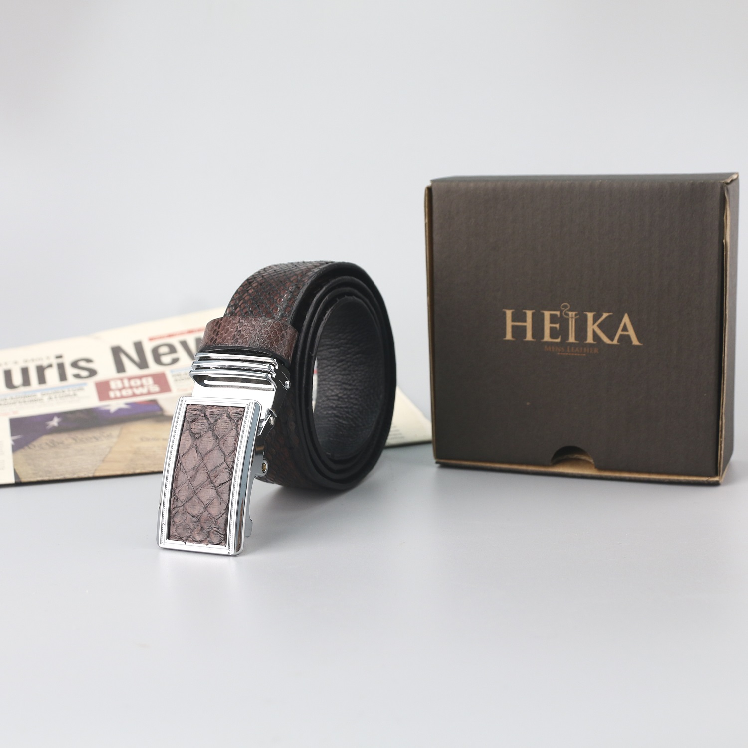 Thắt lưng nam khóa tự động conaconda da trăn thời trang thương hiệu Heika