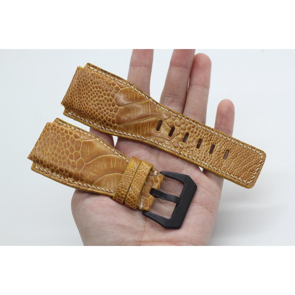 Dây Da Đồng Hồ,Dây da Đà Điểu Handmade SIZE 24/24mm Dành riêng cho đồng hồ Bell&Ross,đủ màu kèm khóa.BH 6 THÁNG