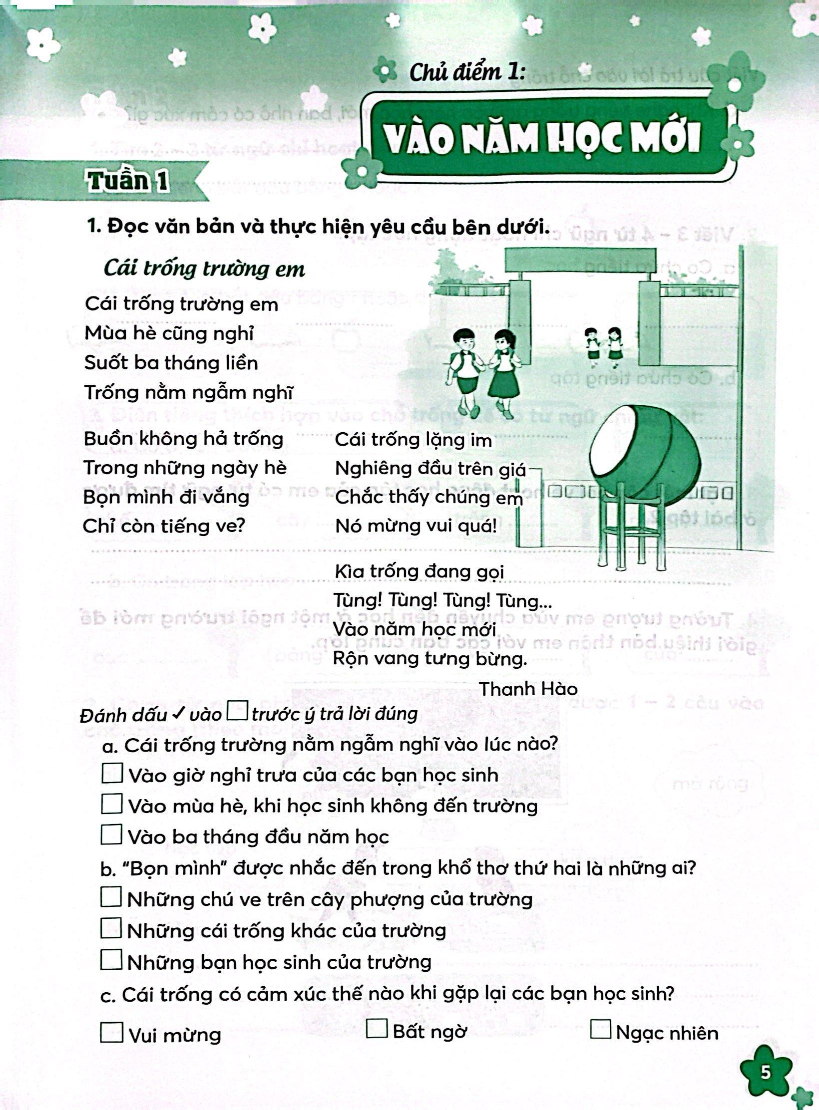 Vở Thực Hành Tiếng Việt 3 - Tập 1 (Chân Trời Sáng Tạo) (2022)