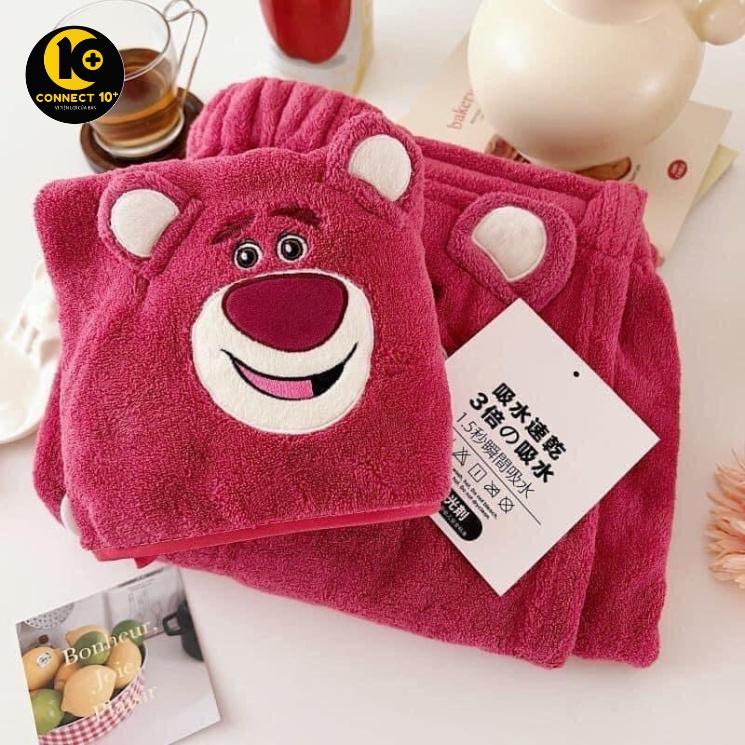 Set khăn tắm gấu dâu LOTSO siêu đáng yêu