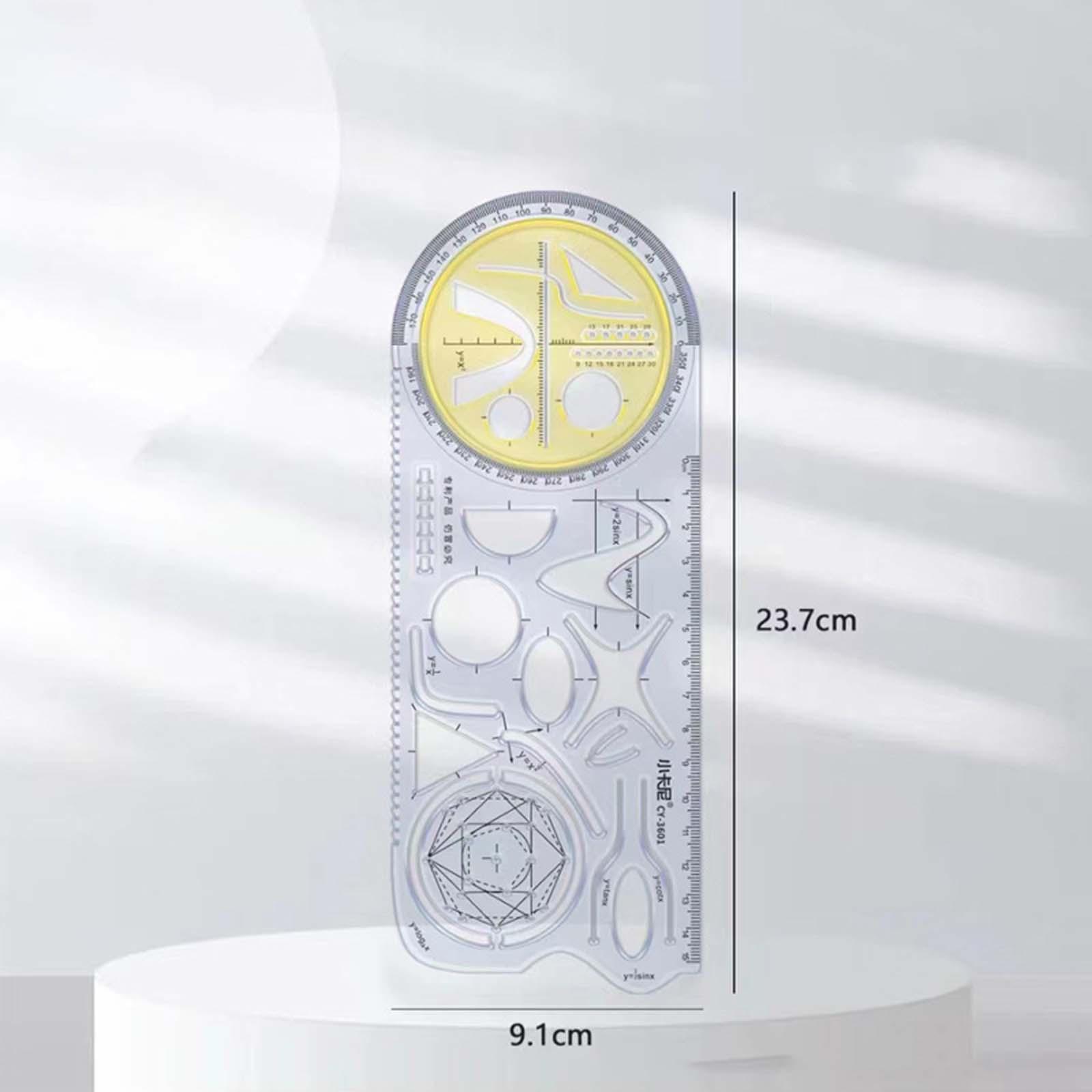 Multifunctional Geometric Ruler Drawing Rulers for Office Multiple Shapes Measuring Template Measuring Stencil Drawing Template for Painting