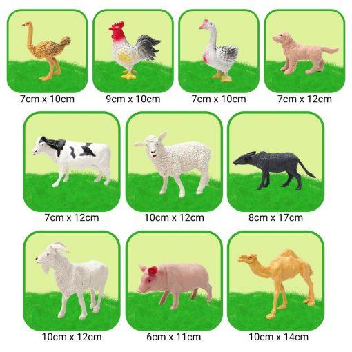 Đồ chơi mô hình 10 động vật nhà HT7504, bóp kêu chút chít, phát triển khả năng nhận biết cho bé, tăng sự tự tin