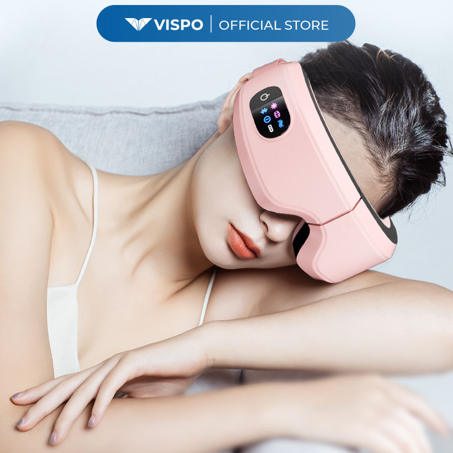 Máy Massage Mắt VISPO VP-M21P - Mát Xa Túi Khí Kết Hợp Nhiệt Ấm, Giảm Nhức Mỏi Mắt, Cải Thiện Giấc Ngủ Bản Màu Hồng