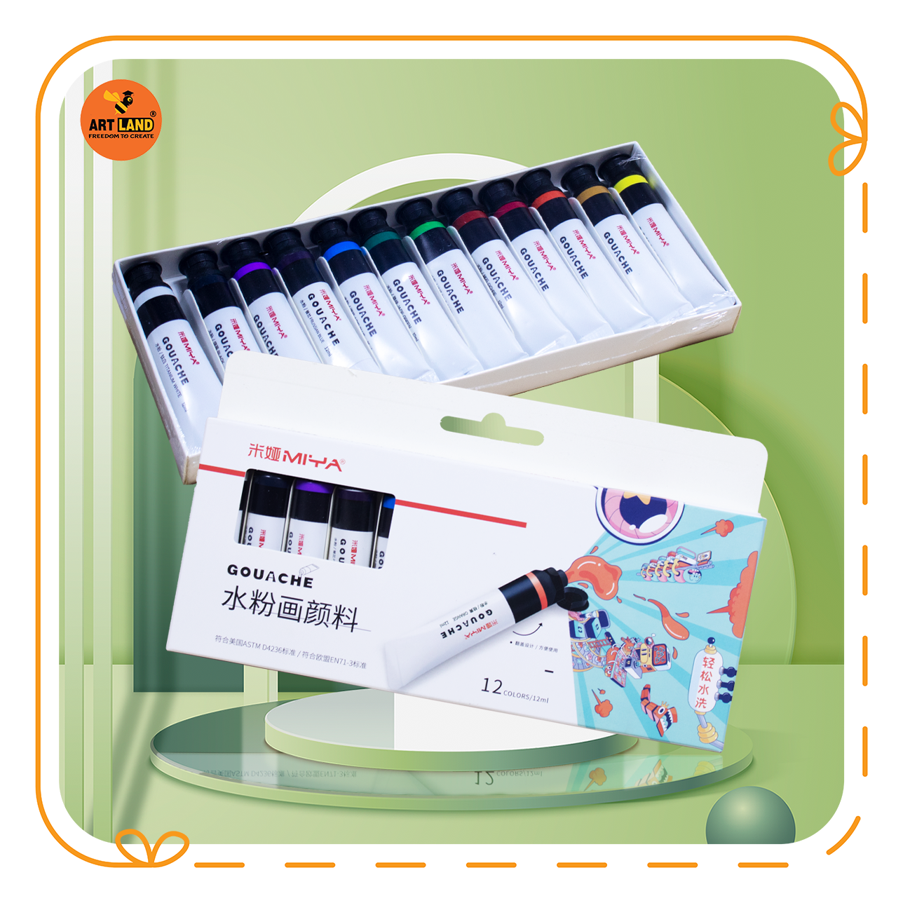 Màu bột Gouache Miya dạng tuýp bộ 12/18/24/36 màu 12ml Màu bột vẽ phong cảnh