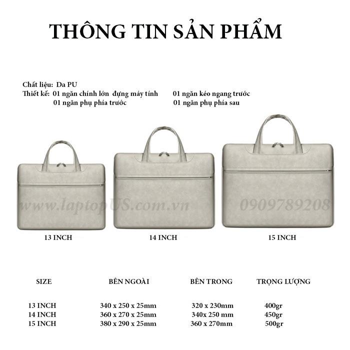 Túi Cặp dành cho Laptop Macbook Da PU Chống Thấm Chống Sốc