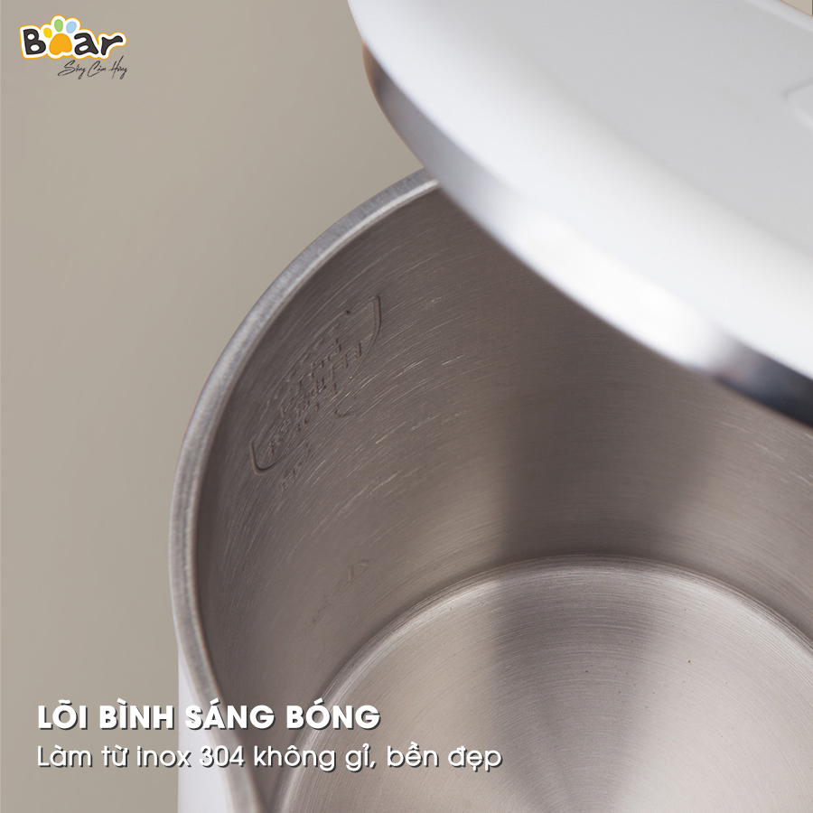 [Hàng Chính Hãng]Bình đun nước siêu tốc Bear ZDH-B15T1 1.5L công suất 1500W, lõi ấm Inox 304 cao cấp, chống cháy cạn, chống cháy khi quá nhiệt, ngắt điện tự động khi sôi, phù hợp sử dụng trong gia đình, văn phòng nhỏ