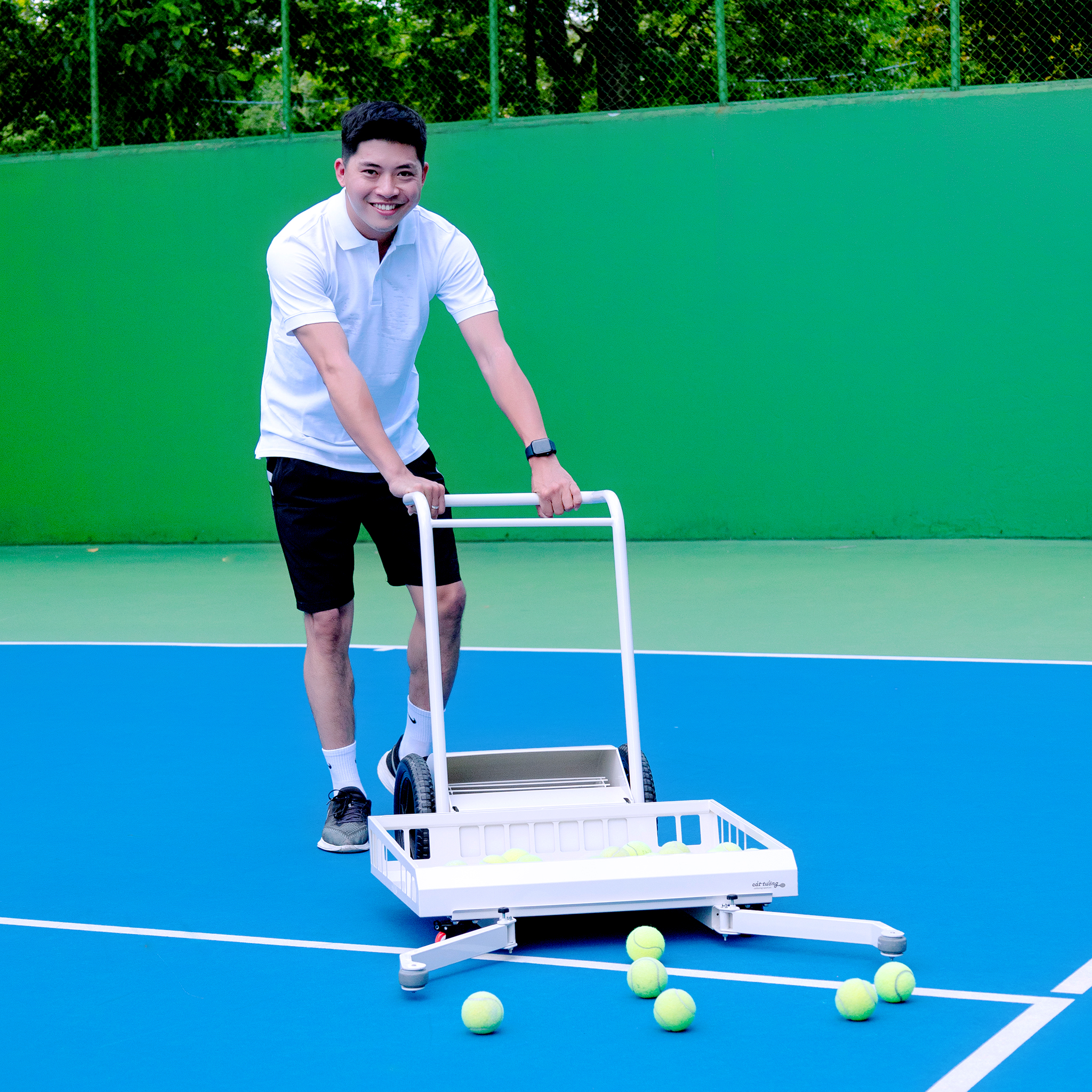 Xe đẩy gom bóng Tennis đã năng
