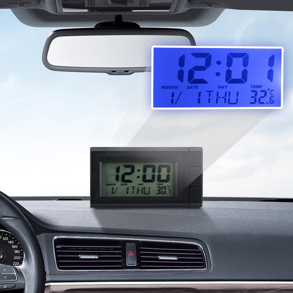 Đồng hồ điện tử tự dính màn hình LCD hiển thị nhiệt độ trang trí nội thất xe hơi