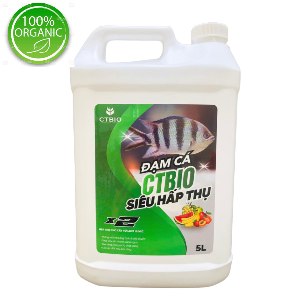 Đạm Cá Hữu Cơ CTBIO (5 Lít) Nguyên Chất - Mùi Thơm - Dinh Dưỡng Tự Nhiên cho rau hữu cơ, cây cảnh, hoa quả sạch tại nhà.