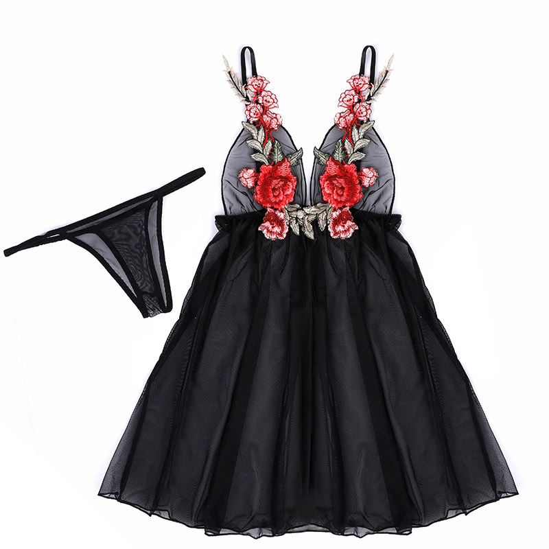 Váy ngủ thêu hoa quyến rũ xẻ giữa sexy TK1478