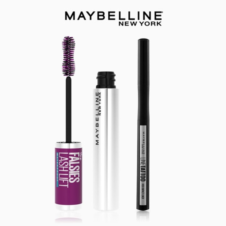 [Bộ trang điểm] Bút kẻ mắt nước Lâu Trôi 36H Line Tatoo High Impact Line + Mascara Uốn Mi, Nâng Mi Falsies Lash Lift Maybelline New York