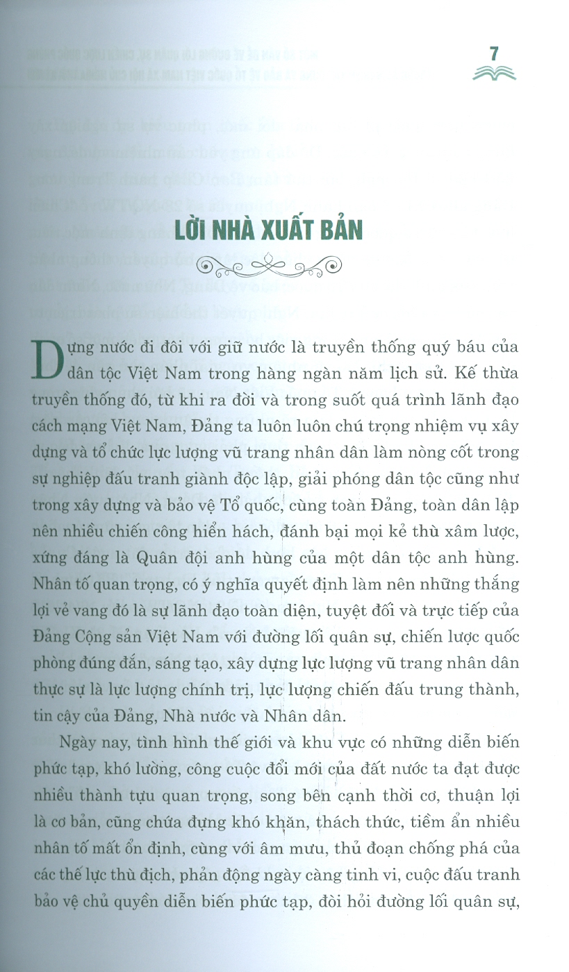 MỘT SỐ VẤN ĐỀ VỀ ĐƯỜNG LỐI QUÂN SỰ, CHIẾN LƯỢC QUỐC PHÒNG TRONG SỰ NGHIỆP XÂY DỰNG VÀ BẢO VỆ TỔ QUỐC VIỆT NAM XÃ HỘI CHỦ NGHĨA THỜI KỲ MỚI - Nguyễn Phú Trọng - NXB Chính trị quốc gia sự thật