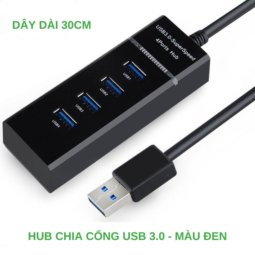 Hub USB 3.0 tốc độ cao cổng chia USB 4 cổng mở rộng kết nối chuyển đổi cho laptop, máy tính