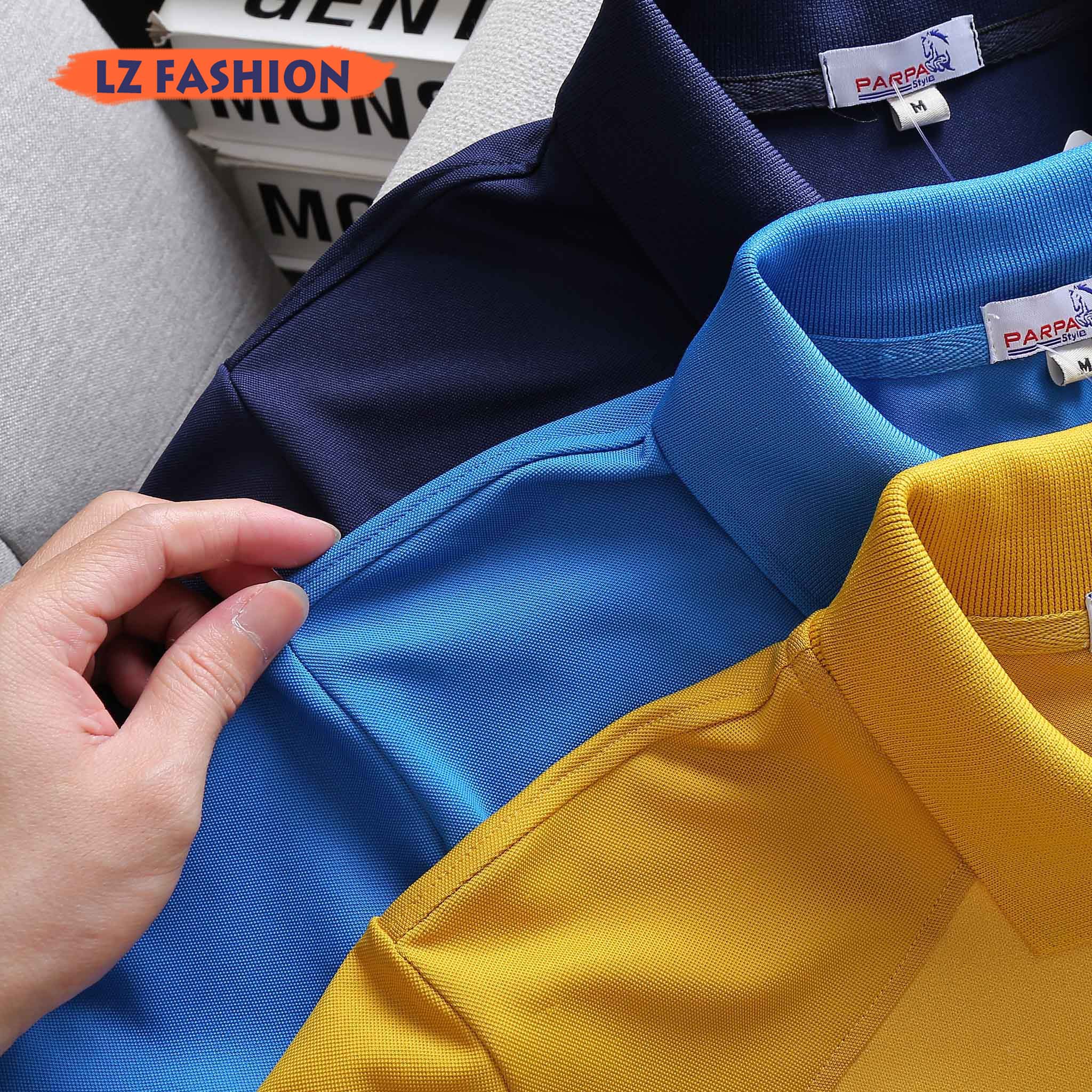 Áo Thun Polo Có Cổ Tay Ngắn Nam Phối Sọc Ngang Phong Cách Trẻ Trung - LZPS156
