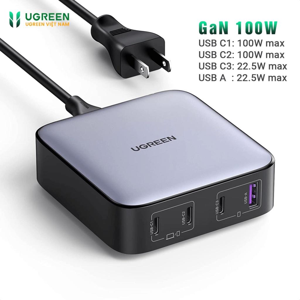 Sạc nhanh 4 cổng 65W - 100w Ugreen CD327, CD328- hàng chính hãng