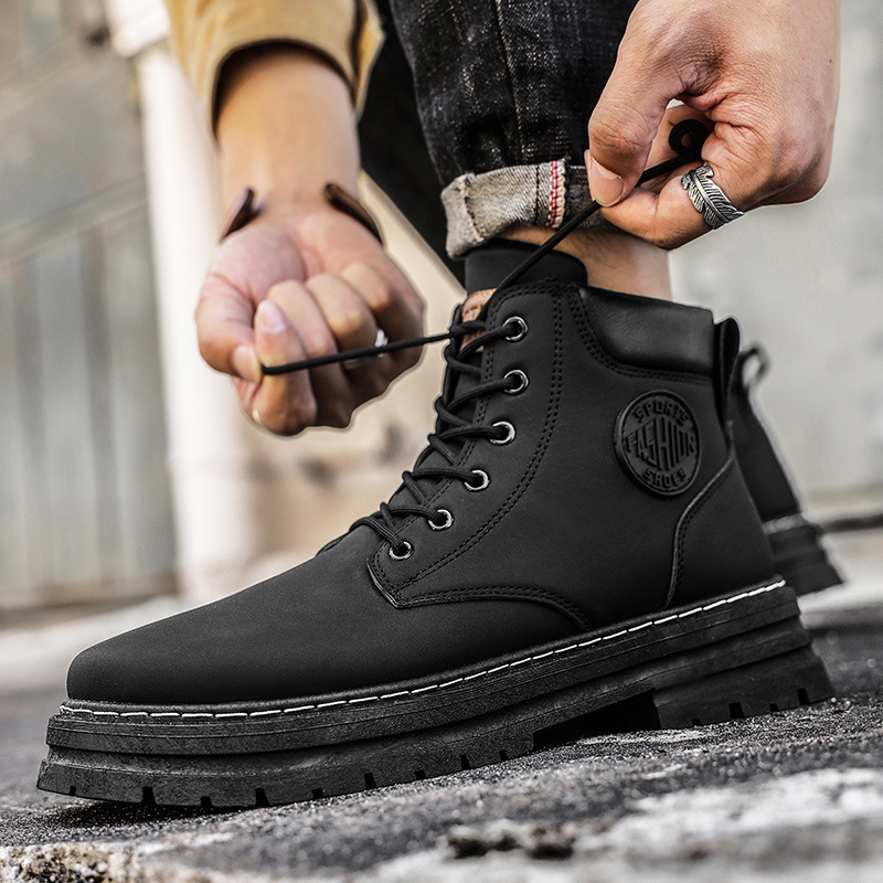 Giày Boots Nam Cổ Cao Giả Da Lộn BCC001 Đen