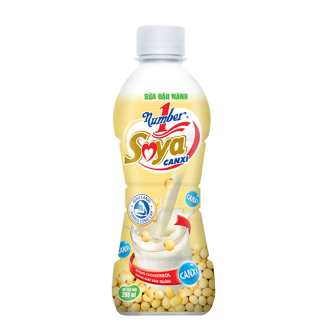 Thùng 24 chai Sữa đậu nành Number 1 Soya Canxi chai PET 268 ml