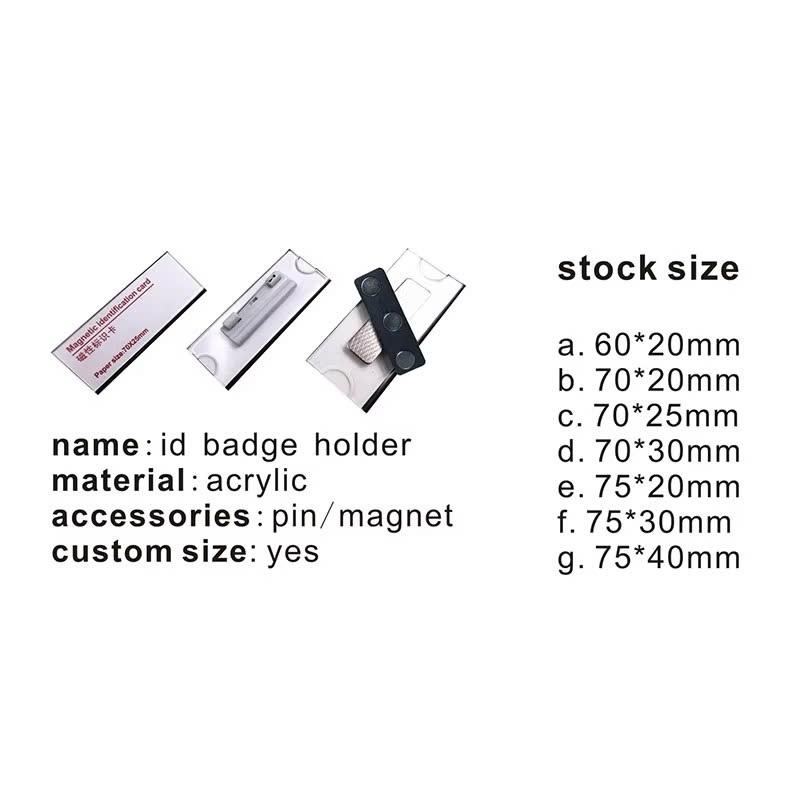 Acrylic Combo 10-20 Bảng tên nhân viên cài áo - Nam châm &amp; Kim ghim, 80x35mm - Bảng tên - Nam Châm