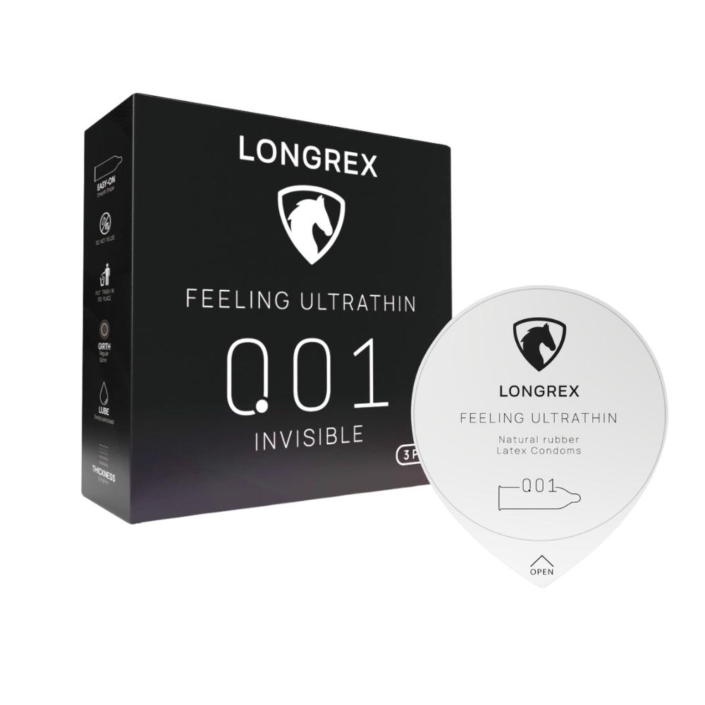 Bao cao su siêu mỏng Longrex invisible 0.01mm combo 1 hộp invisible, 1 hộp extra sentisive