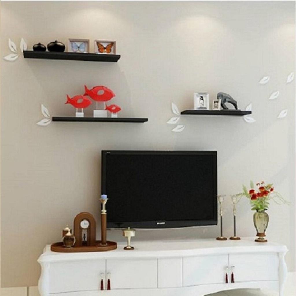 2 MẪU Kệ Treo Tường 3 Thanh Ngang Dài 50cm x Sâu 15cm Màu Đen