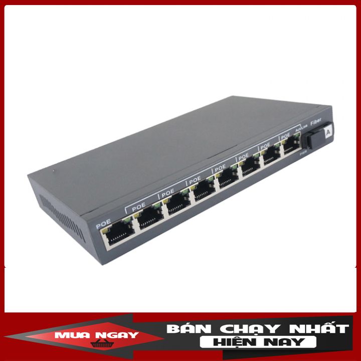 Bộ chia mạng 8 cổng (switch Poe) + 1 cổng quang Fiber hỗ trợ cho camera IP Poe