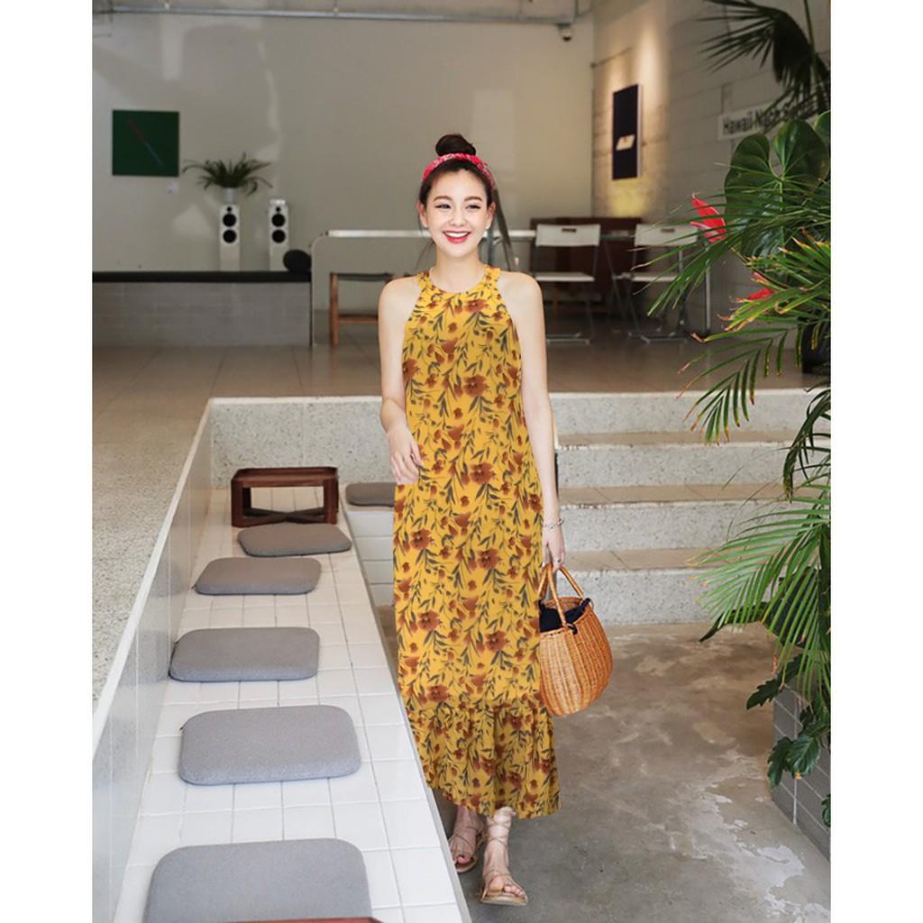 Váy Đầm Nữ Cổ Yếm Hoa Nhí - MH038