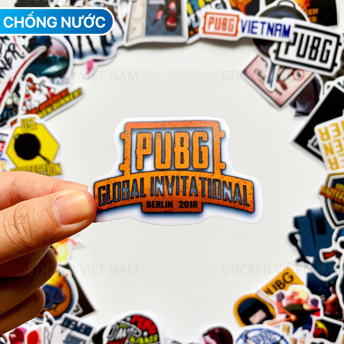 Sticker PubG - Player Unknown's Battlegrounds Mobile - Chất Liệu PVC Chất Lượng Cao Chống Nước - Kích Thước 4-8cm