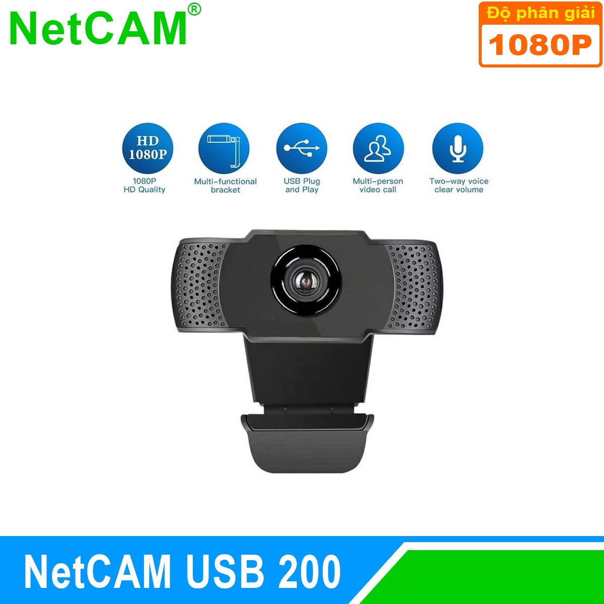 Webcam NetCAM USB 200 độ phân giải 1080P - Hàng Chính Hãng