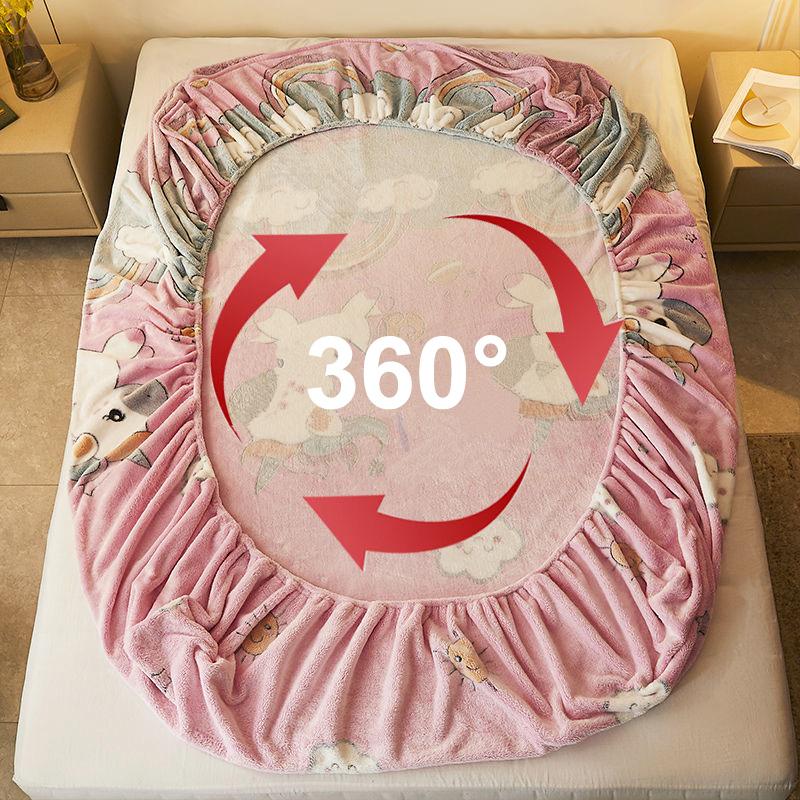 JUSTCHIC 1 Cái Bông Tuyết Nhung Hoạt Hình Giường Mùa Đông Làm Dày Ấm Người Lớn Trẻ Em Chăn Ga Gối Trang Bị Tấm Bọc Nệm Queen Size