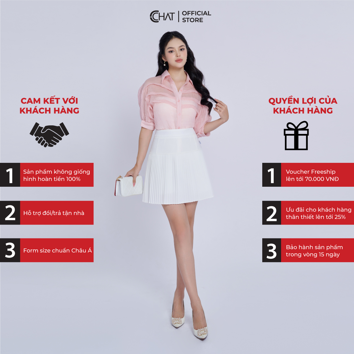 Áo Sơ Mi Nữ Kiểu Xếp Ly Ngực Dáng Suông Chất Voan Cao Cấp 93FNV2001ST