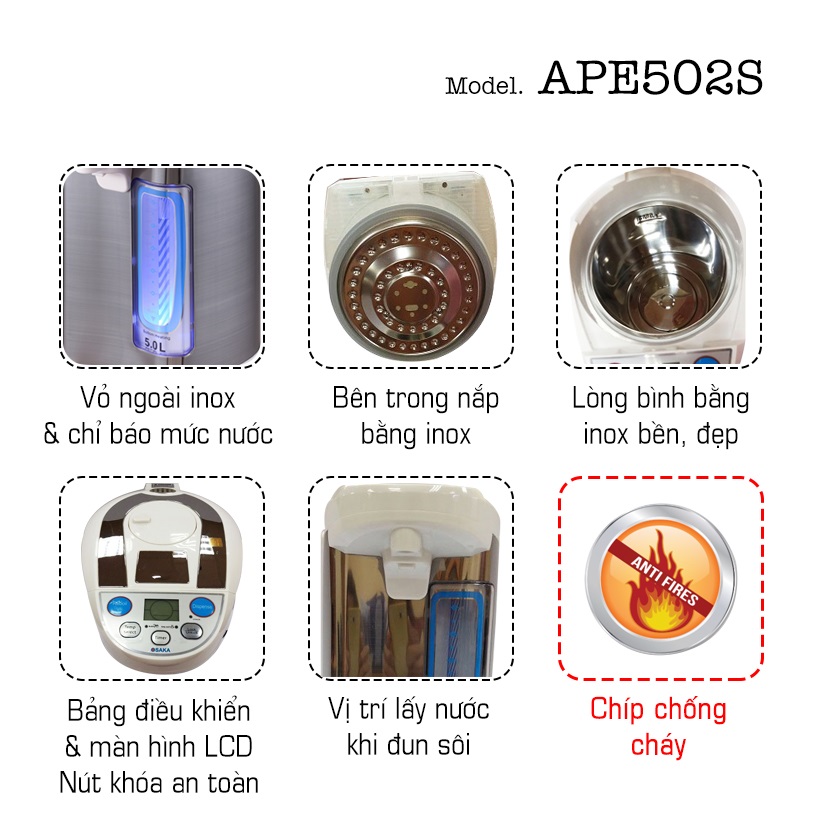 Bình Thủy Điện Osaka APE502S(5.0 Lít) - Hàng Chính Hãng