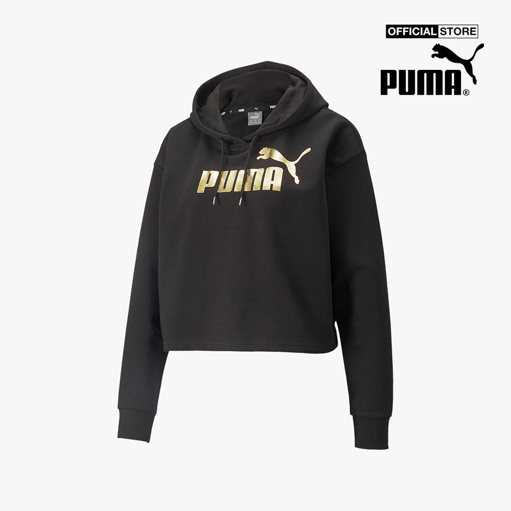 PUMA - Áo hoodie nữ dáng lửng Essentials+ Cropped Metallic 848305