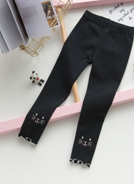 Quần legging bé gái thêu hình mèo